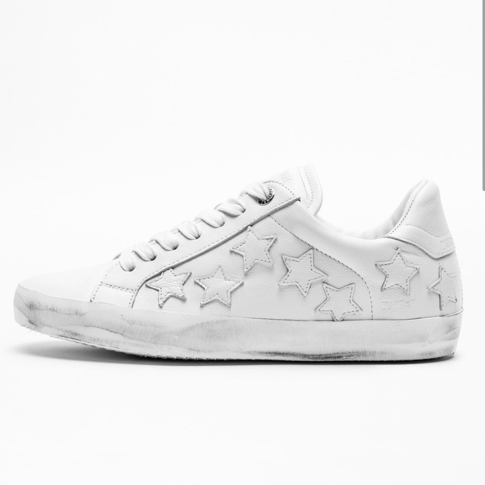 Zadig & Voltaire White Leather Star Sneakers